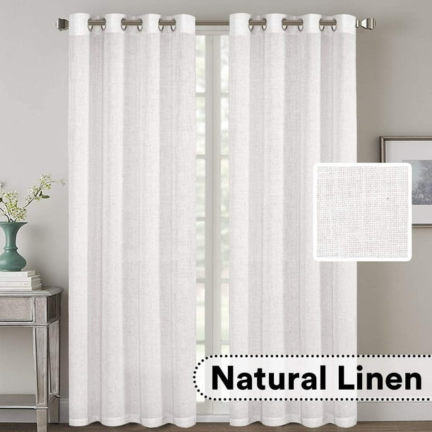 COLLACT Living Room Curtains 84 Inch Length 2 Panels Set Linen Textured Casual Weave Curtain Light Weighted Gray Drapes for Bedroom Grommet Top Light Filtering Window Treatments Light Heathered Gray 
